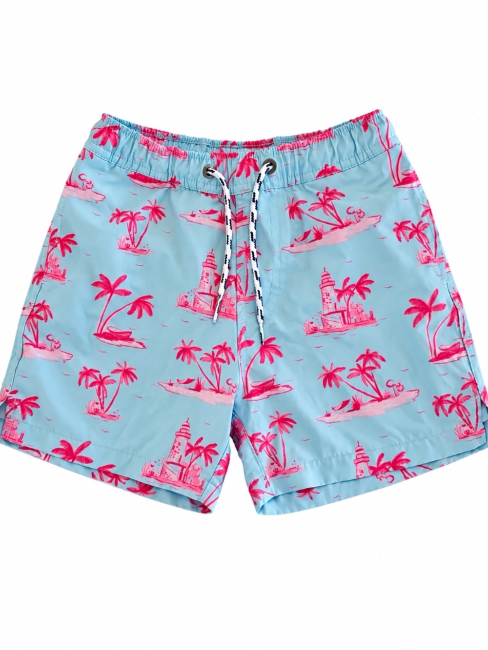 Snapper Rock Boys Aqua Pink Tropical Swim Trunks Size 4